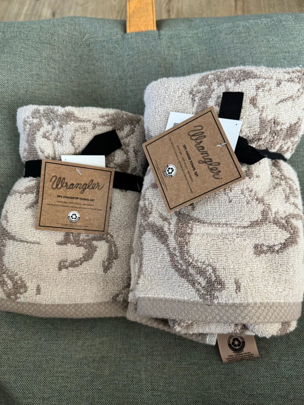 Wrangler Beige and Taupe Animal-Print Hand Towels
